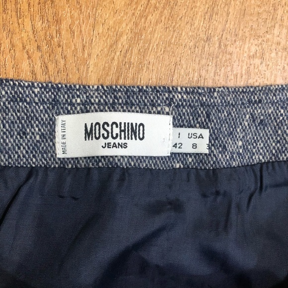 Vintage MOSCHINO Blue Tweed Skirt. Wool A line skirt. - Picture 3 of 5